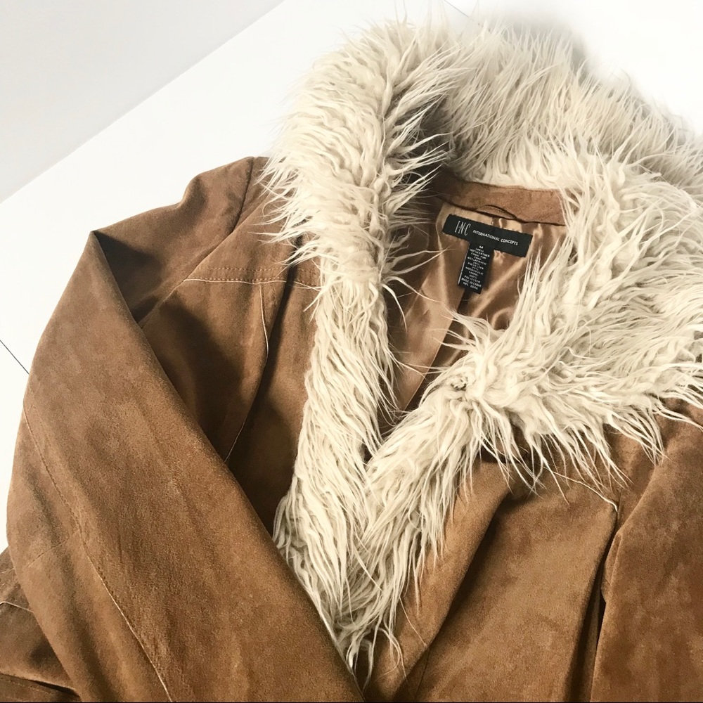 -SOLD-Leather Coat with Faux Fur
